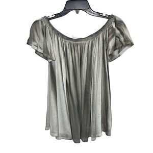 FREE PEOPLE Womens Gray Off-Shoulder Swing Top NEW $68 Stretch Sz Small S